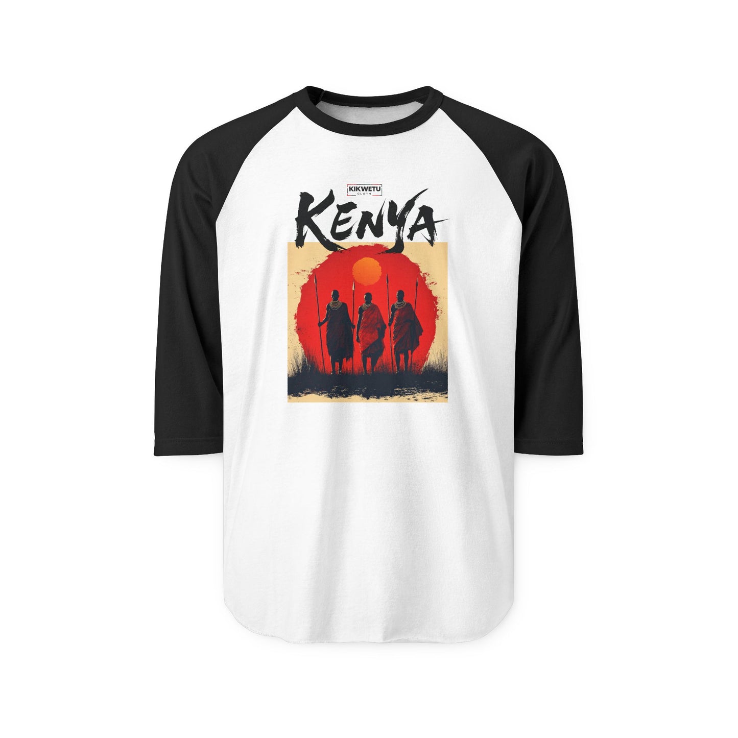 Kenya Sunset Silhouette Raglan Shirt — Maasai Warriors Travel Tee