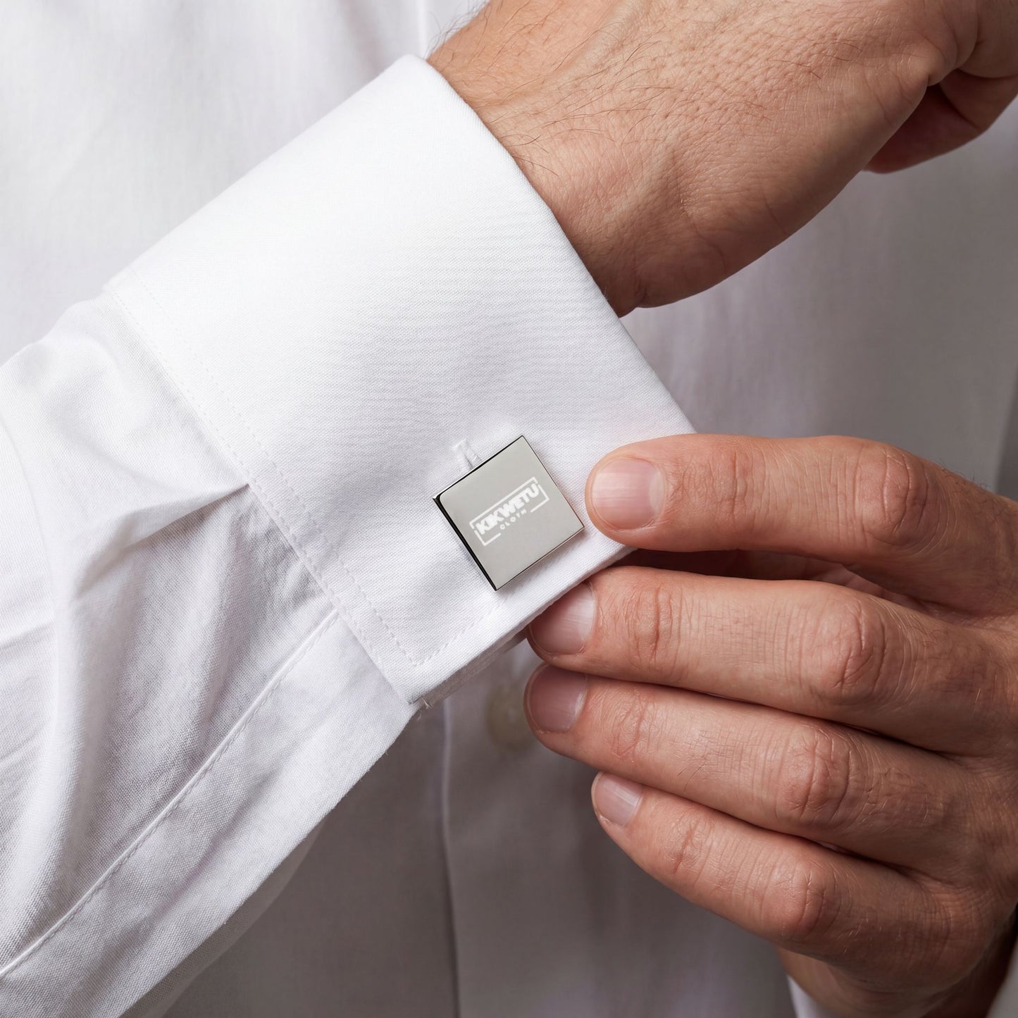 Gold Square Cufflinks — Engraved Minimalist Dress Accessory
