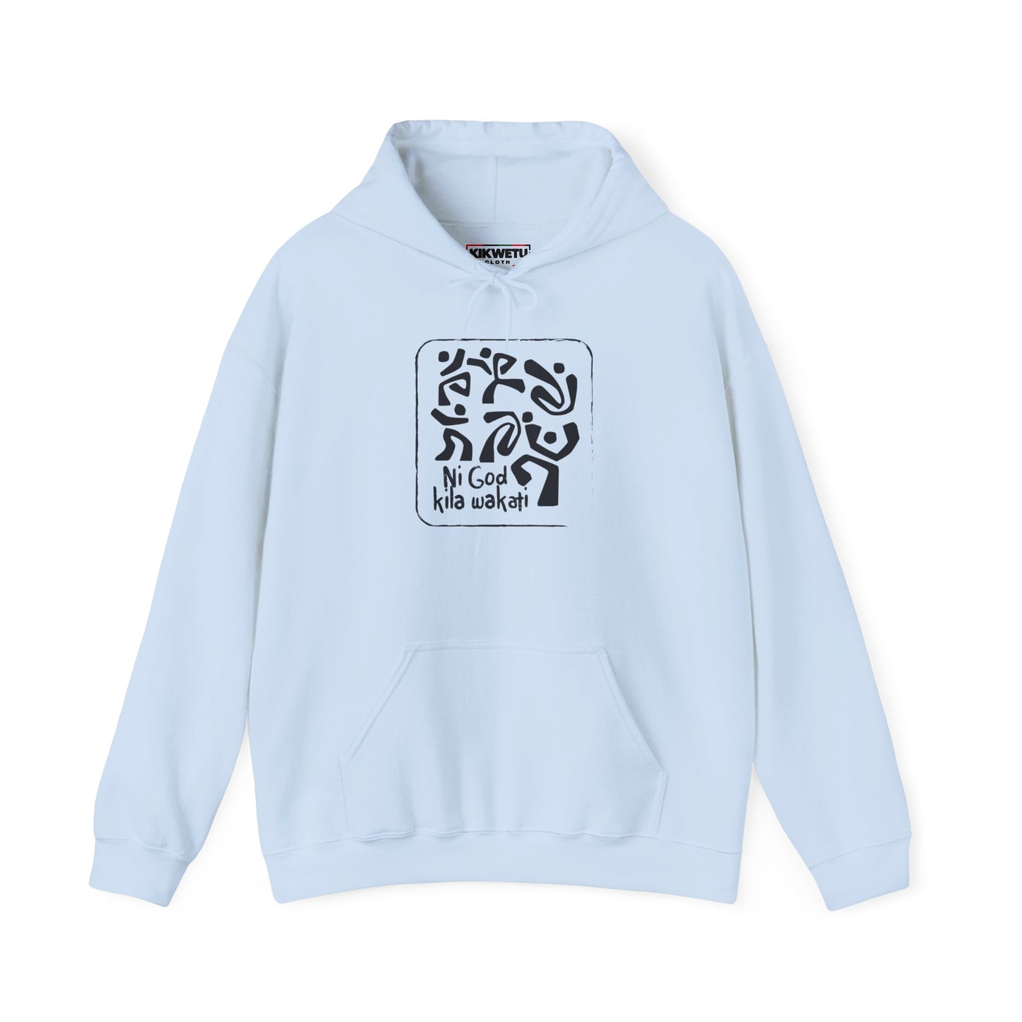 Hoodie — Minimalist Black & White Abstract Design “Ni God Kila Wakati”