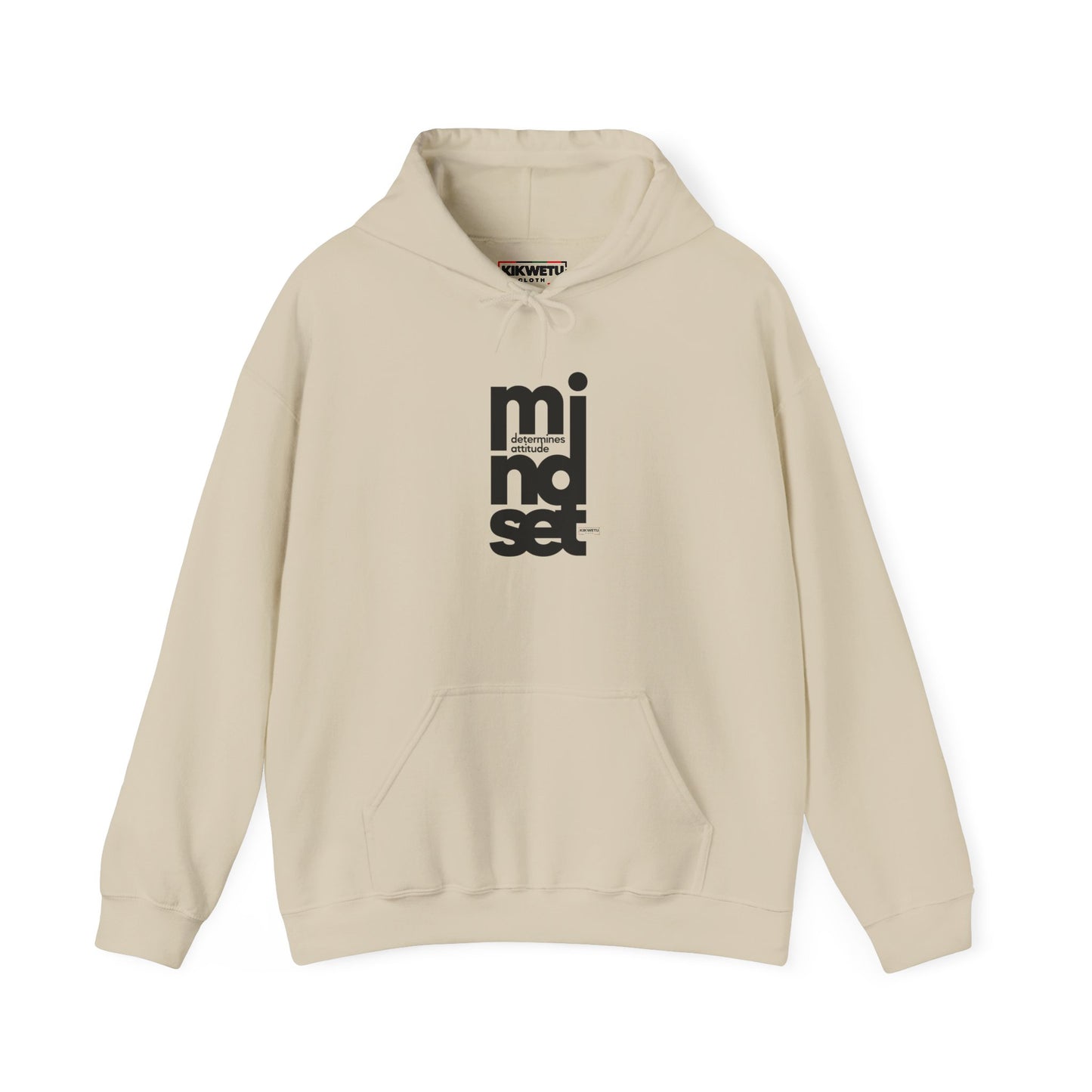 Mindset Vertical Logo Hoodie — Minimal Motivational Hooded Sweatshirt