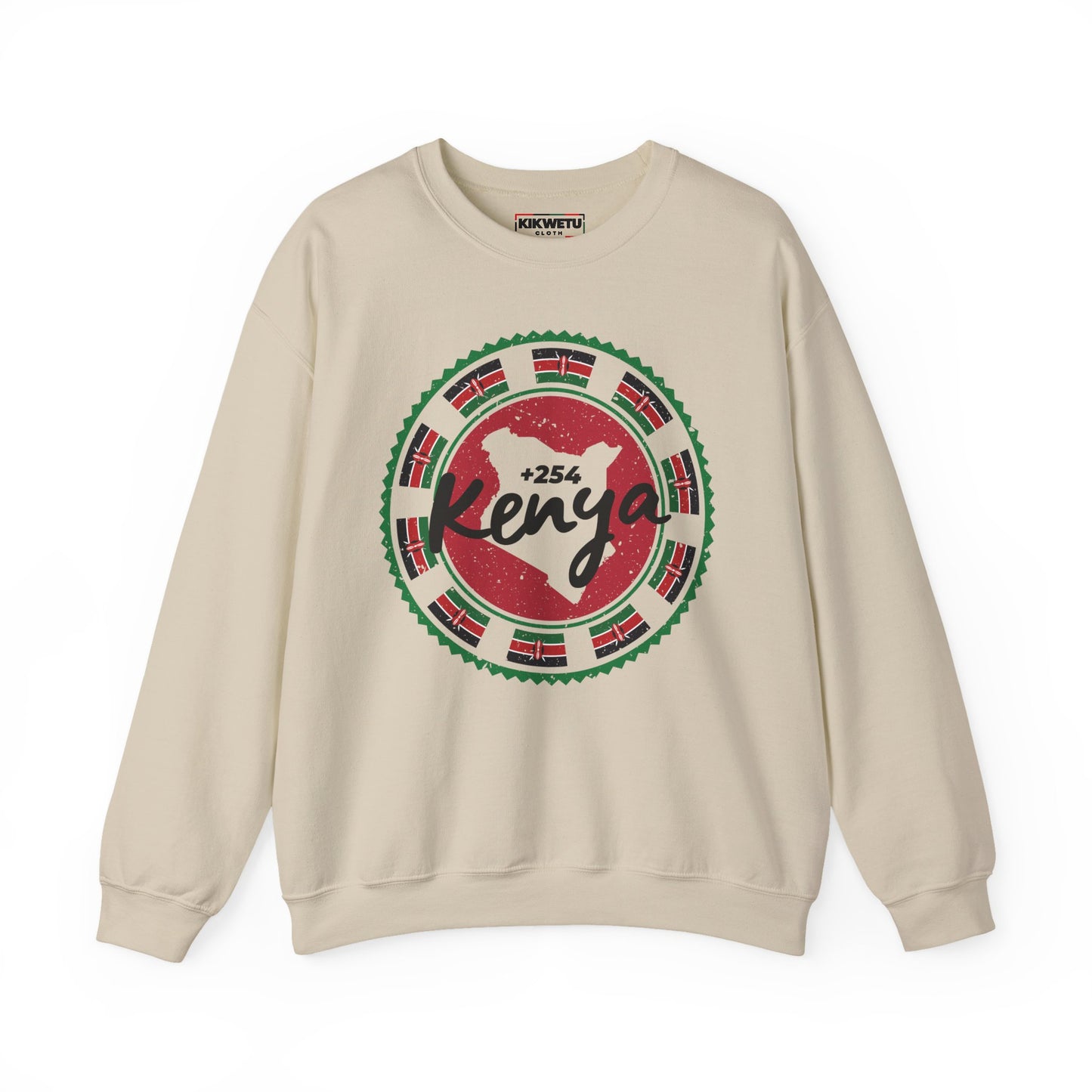 Kenya Map & Flags Crewneck Sweatshirt — +254 Kenya Pride Pullover