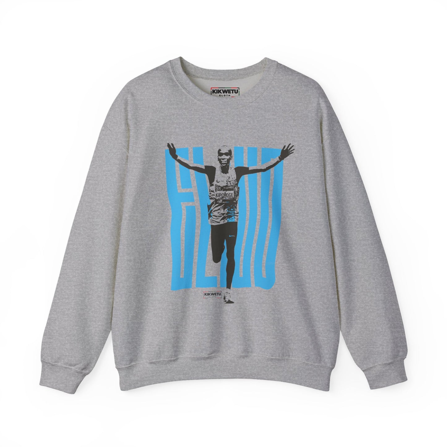 Crewneck Sweatshirt — Vintage Marathon Runner Graphic in Blue