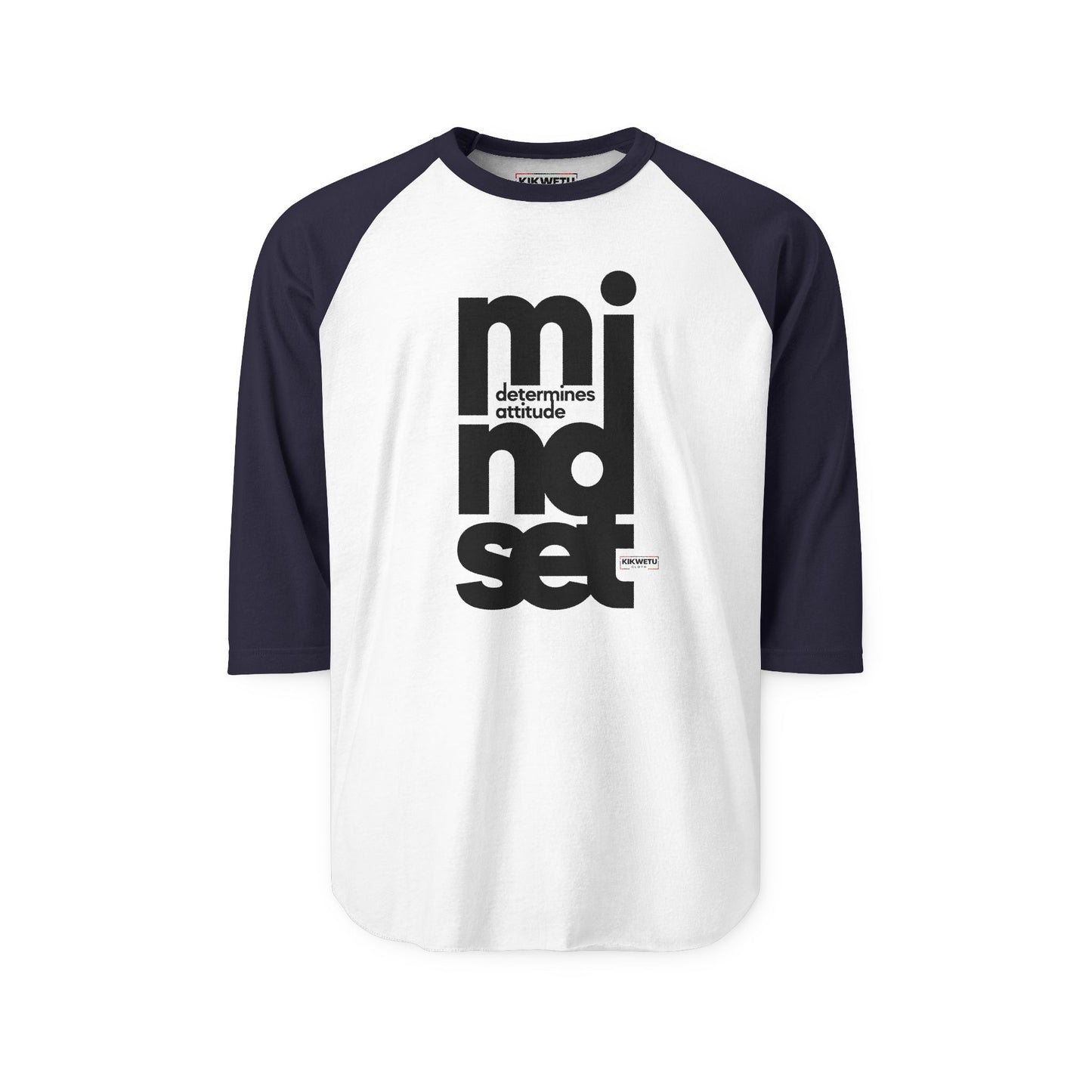Mindset Vertical Text Raglan Shirt — "mindset determines attitude" Motivational Baseball Tee
