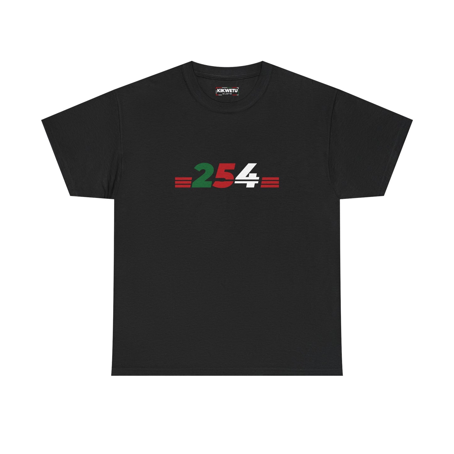 254 Kenya Flag Tee — Black Graphic T-Shirt with Red, Green & White Numbering