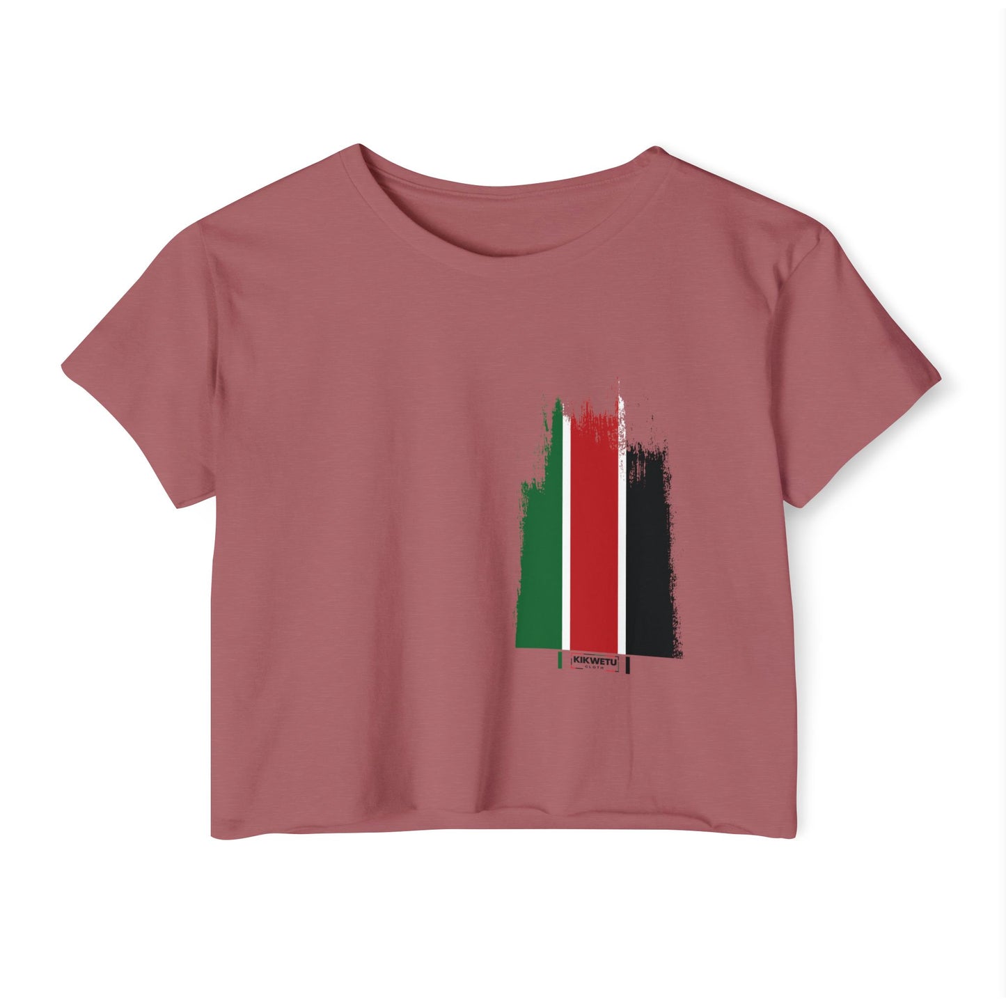 Festival Crop Top — Brushstroke Pan-African Flag Design