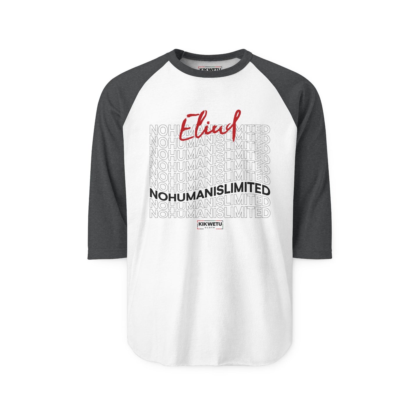Raglan Shirt — Eliud 'No Human  is Limited ' Graphic Baseball Tee