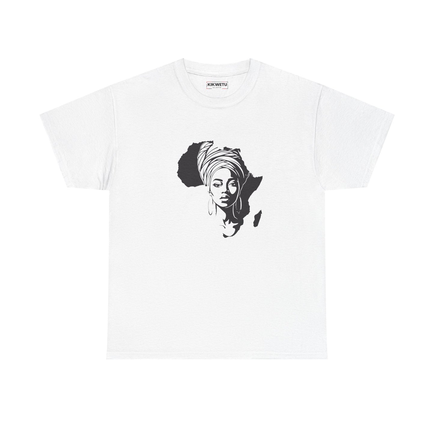 Africa Silhouette Tee with Headwrap Woman – Afrocentric Graphic T-Shirt