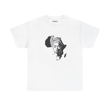 Africa Silhouette Tee with Headwrap Woman – Afrocentric Graphic T-Shirt