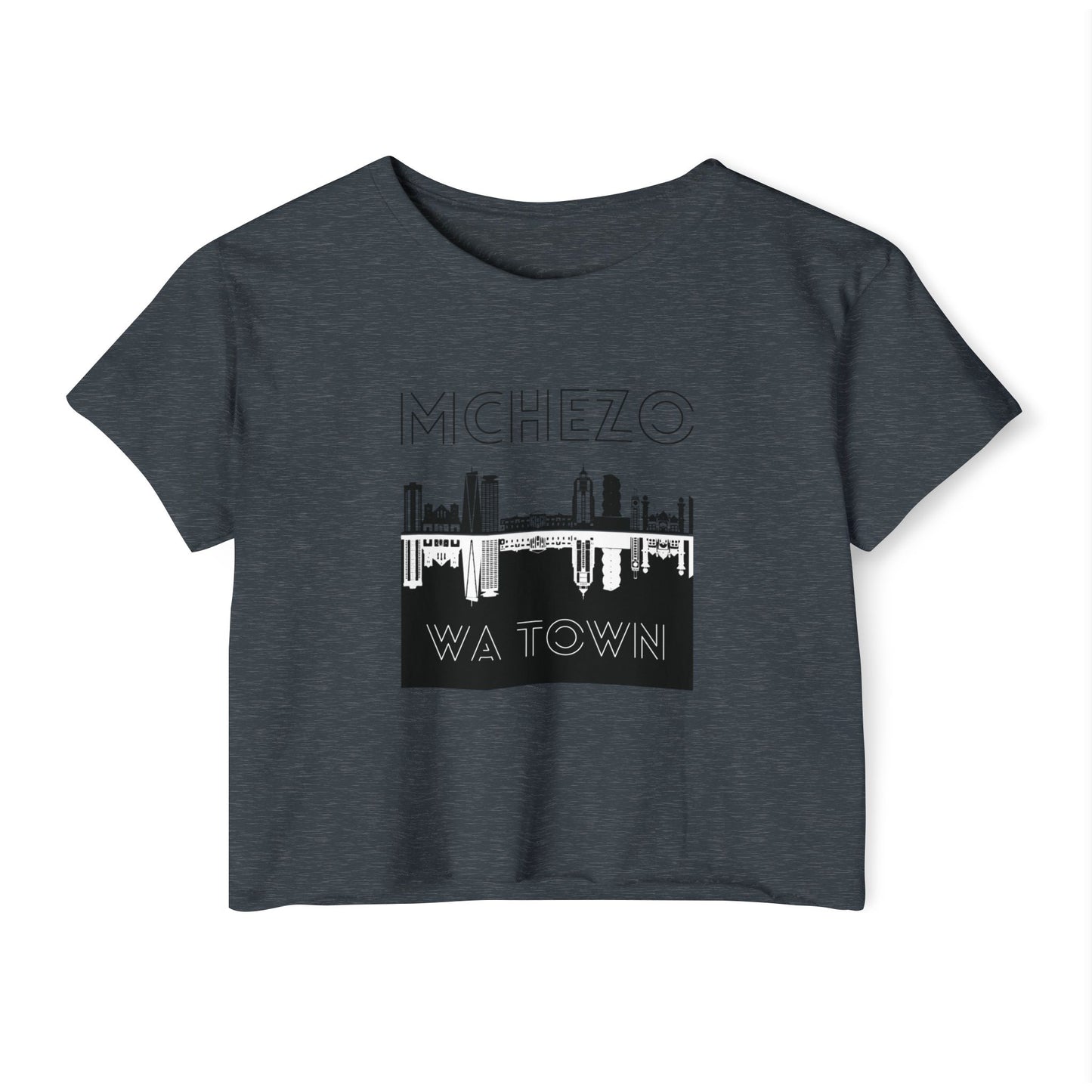 Mchezo Wa Town Crop Top — Black Skyline Festival Tee