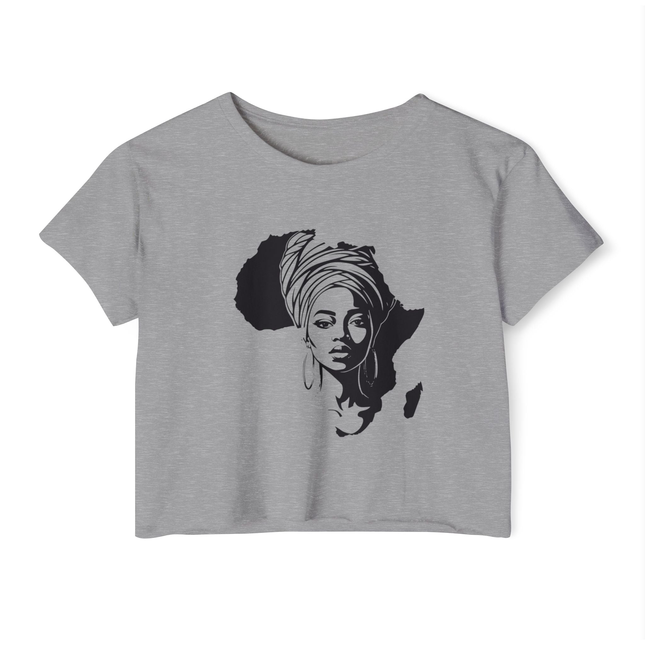 Africa Silhouette Crop Top — Afrocentric Headwrap Festival Shirt