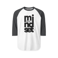 Mindset Vertical Text Raglan Shirt — "mindset determines attitude" Motivational Baseball Tee