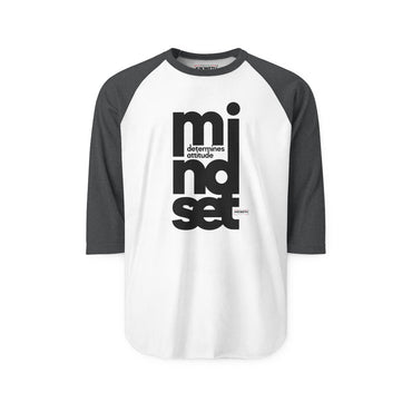 Mindset Vertical Text Raglan Shirt — "mindset determines attitude" Motivational Baseball Tee