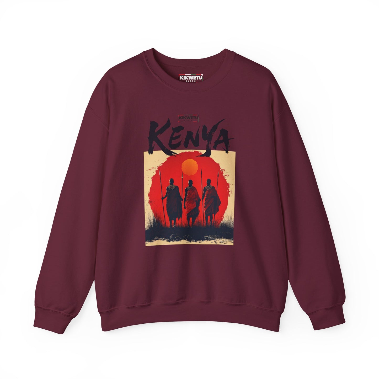 Kenya Safari Crewneck Sweatshirt — African Sunset Masai Design