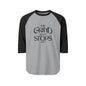 Raglan Shirt — “The Grind Never Stops” Motivational Baseball Tee