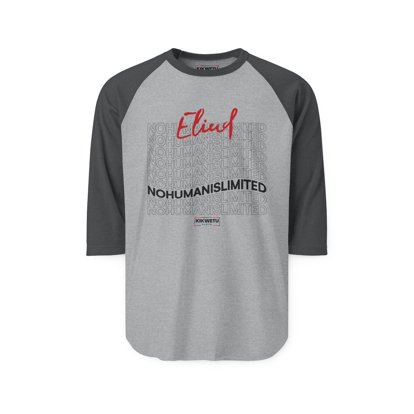 Raglan Shirt — Eliud 'No Human  is Limited ' Graphic Baseball Tee