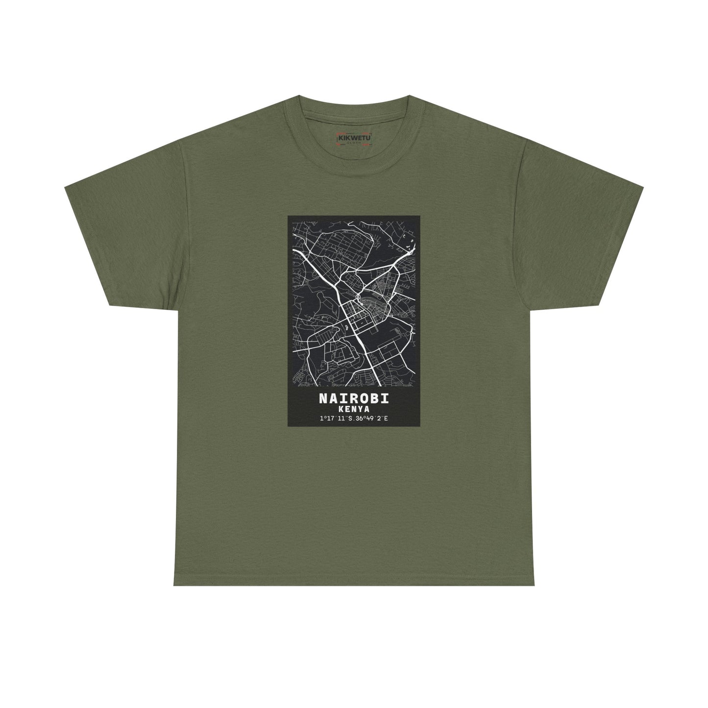 Nairobi City Map Tee — Minimalist Black & White Urban Map T-Shirt