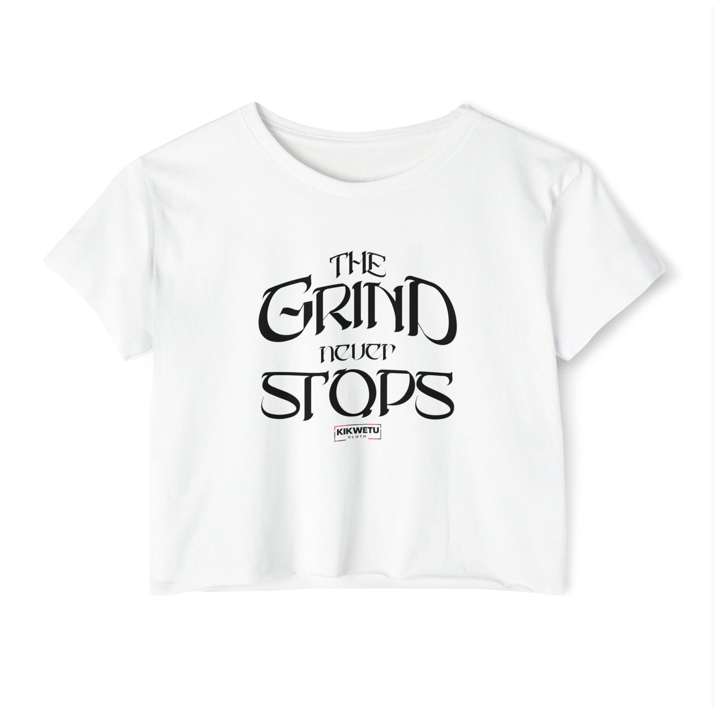 Women's Crop Top — "The Grind Never Stops" Festival Tee