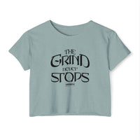 Women's Crop Top — "The Grind Never Stops" Festival Tee