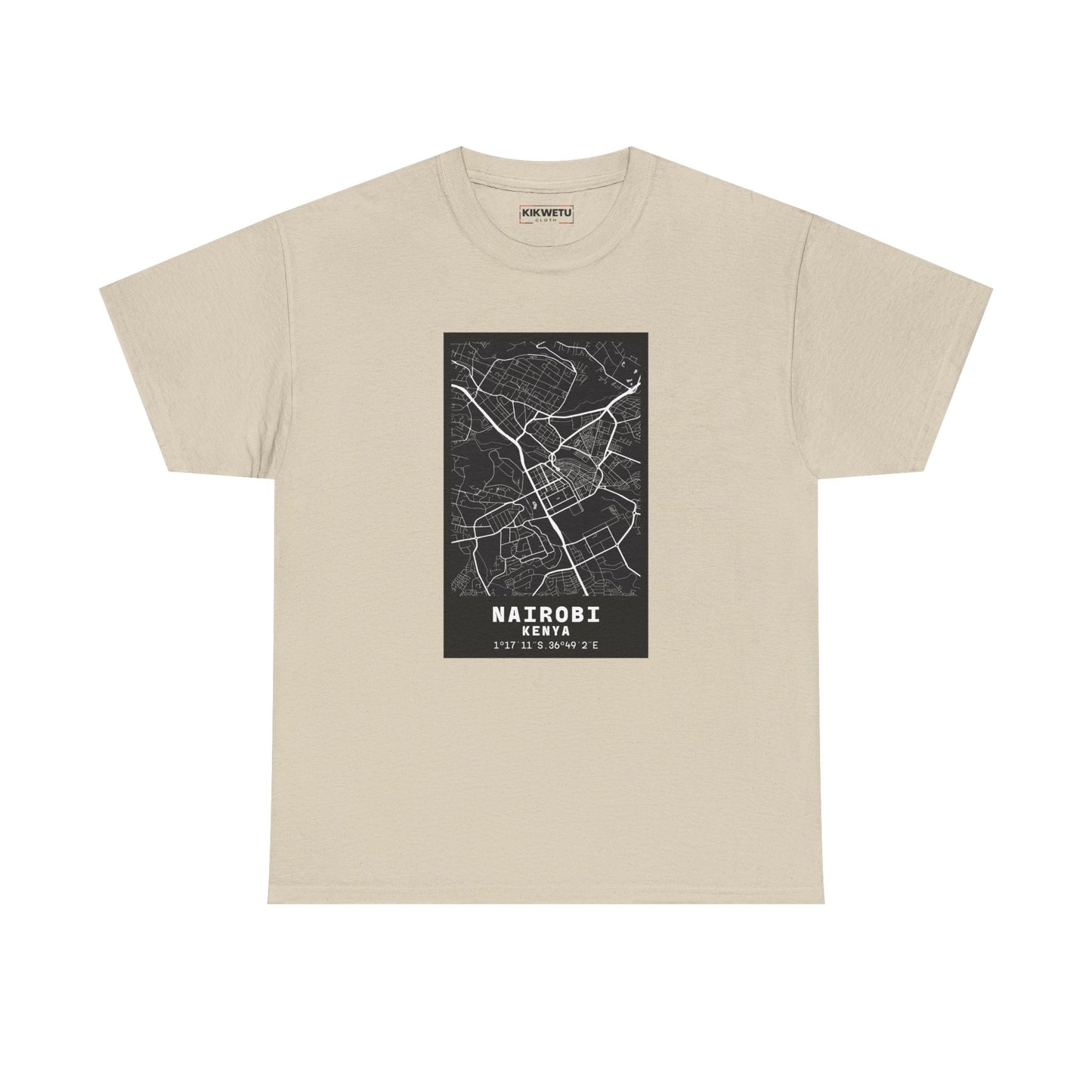 Nairobi City Map Tee — Minimalist Black & White Urban Map T-Shirt