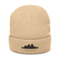 Embroidered City Skyline Ribbed Beanie – Minimal Urban Knit Hat