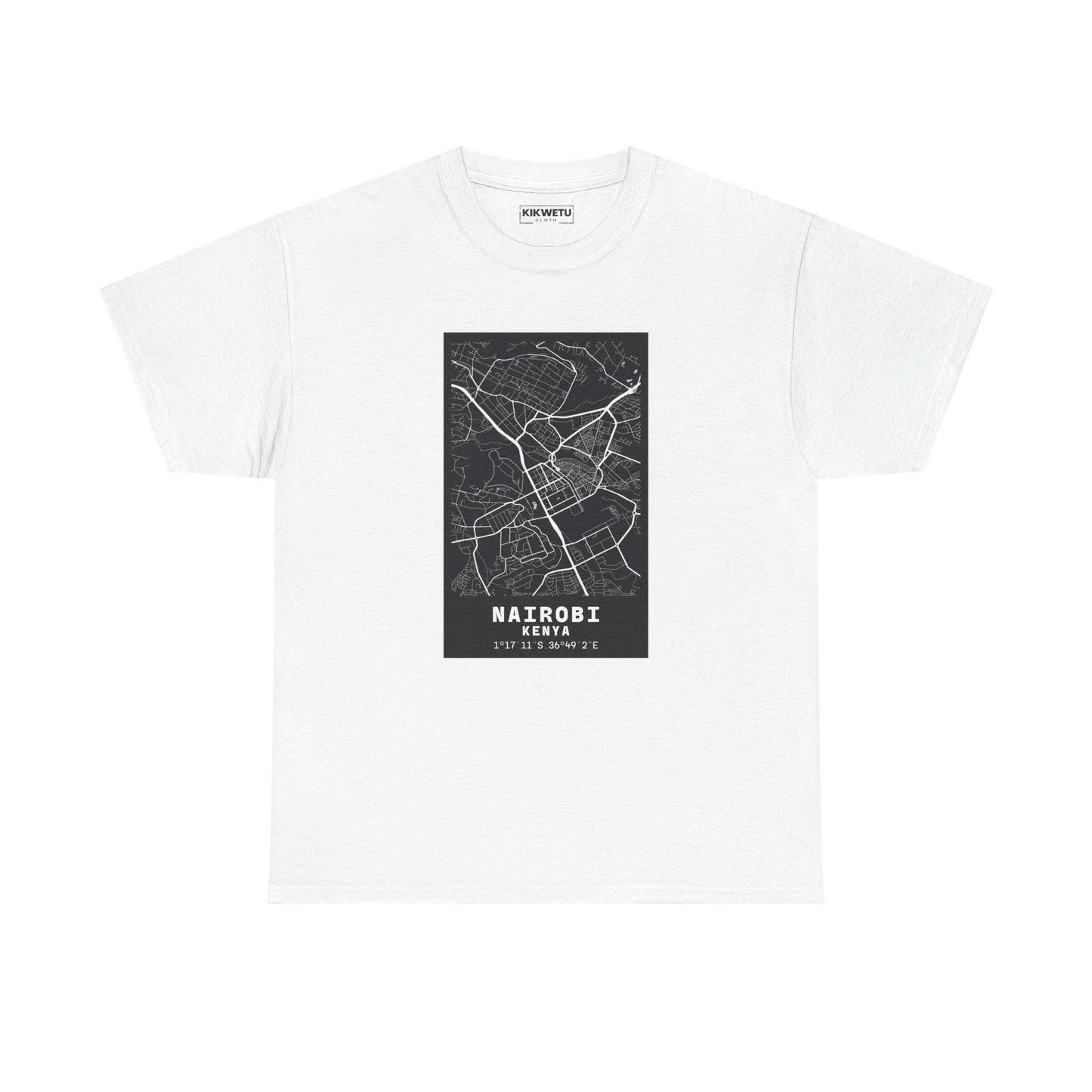 Nairobi City Map Tee — Minimalist Black & White Urban Map T-Shirt