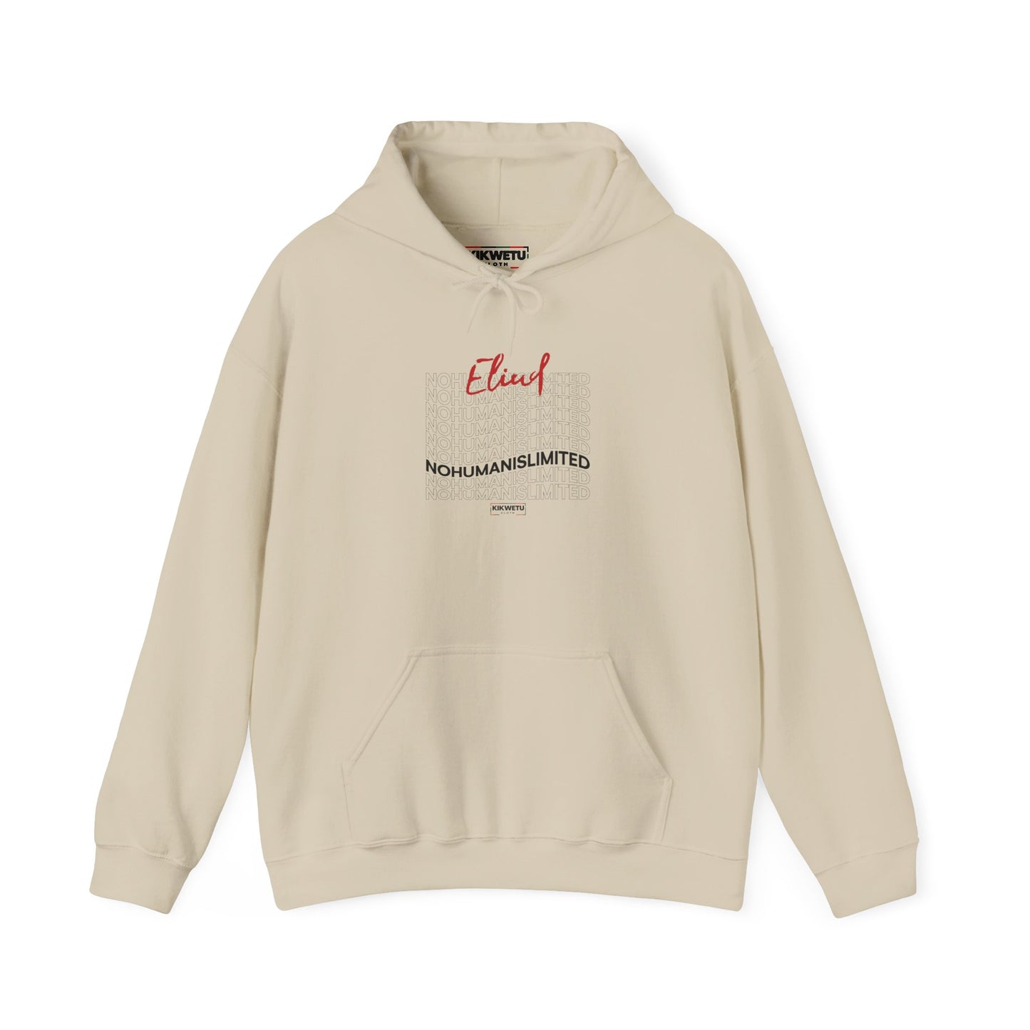 Eliud 'NO HUMAN IS LIMITED' Script Hoodie — Minimal White Pullover