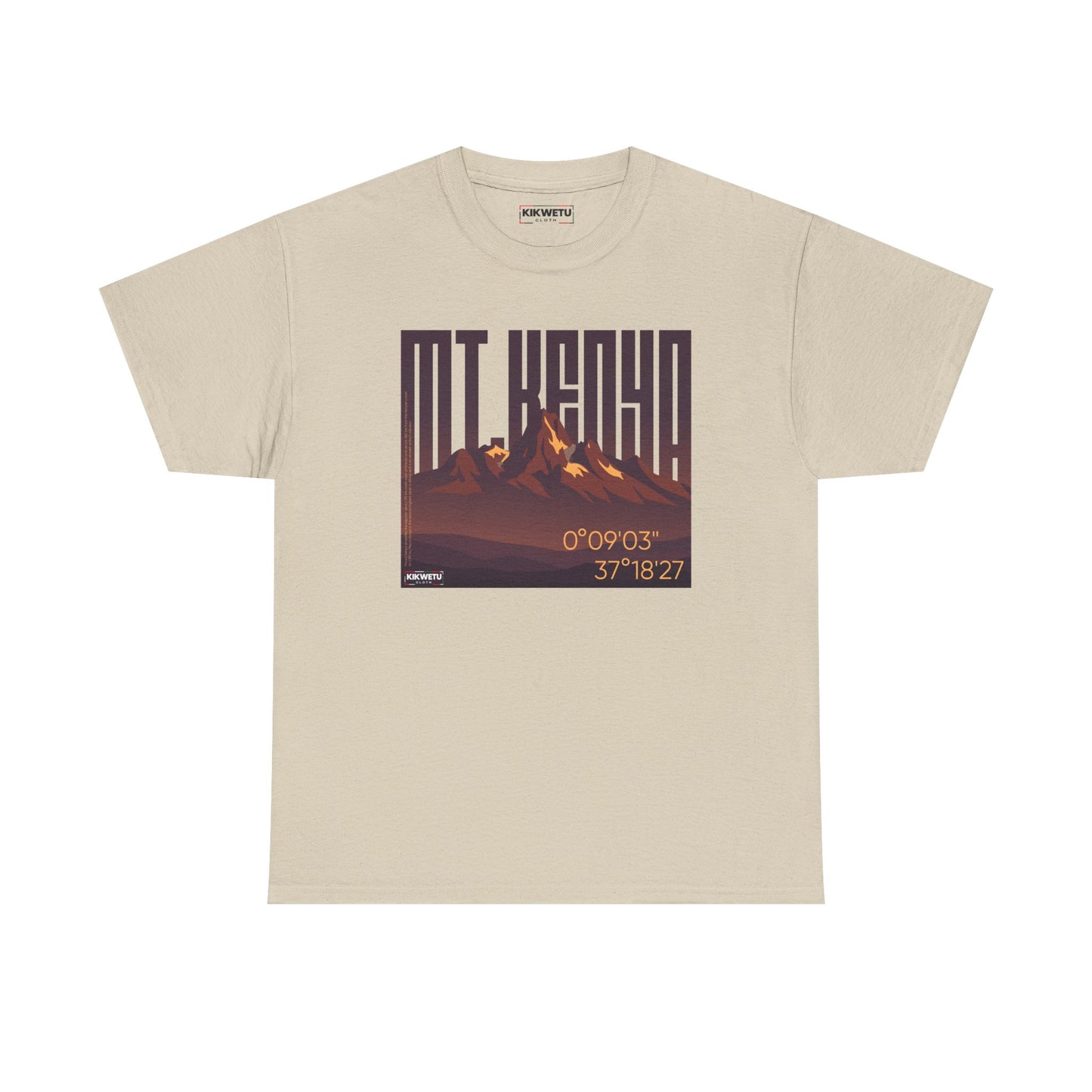Mountain Graphic Tee – Retro Sunset "Mt Kenya" Coordinates Print