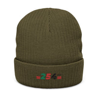 Embroidered '254' Ribbed Knit Beanie — Kenyan Flag Colors Winter Hat