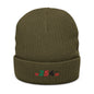 Embroidered '254' Ribbed Knit Beanie — Kenyan Flag Colors Winter Hat