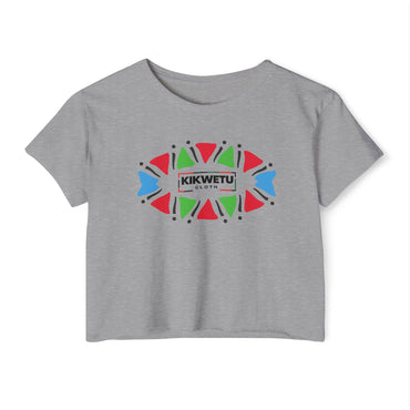 Festival Crop Top — Kikwetu Colorful Tribal Logo Women's Crop Tee