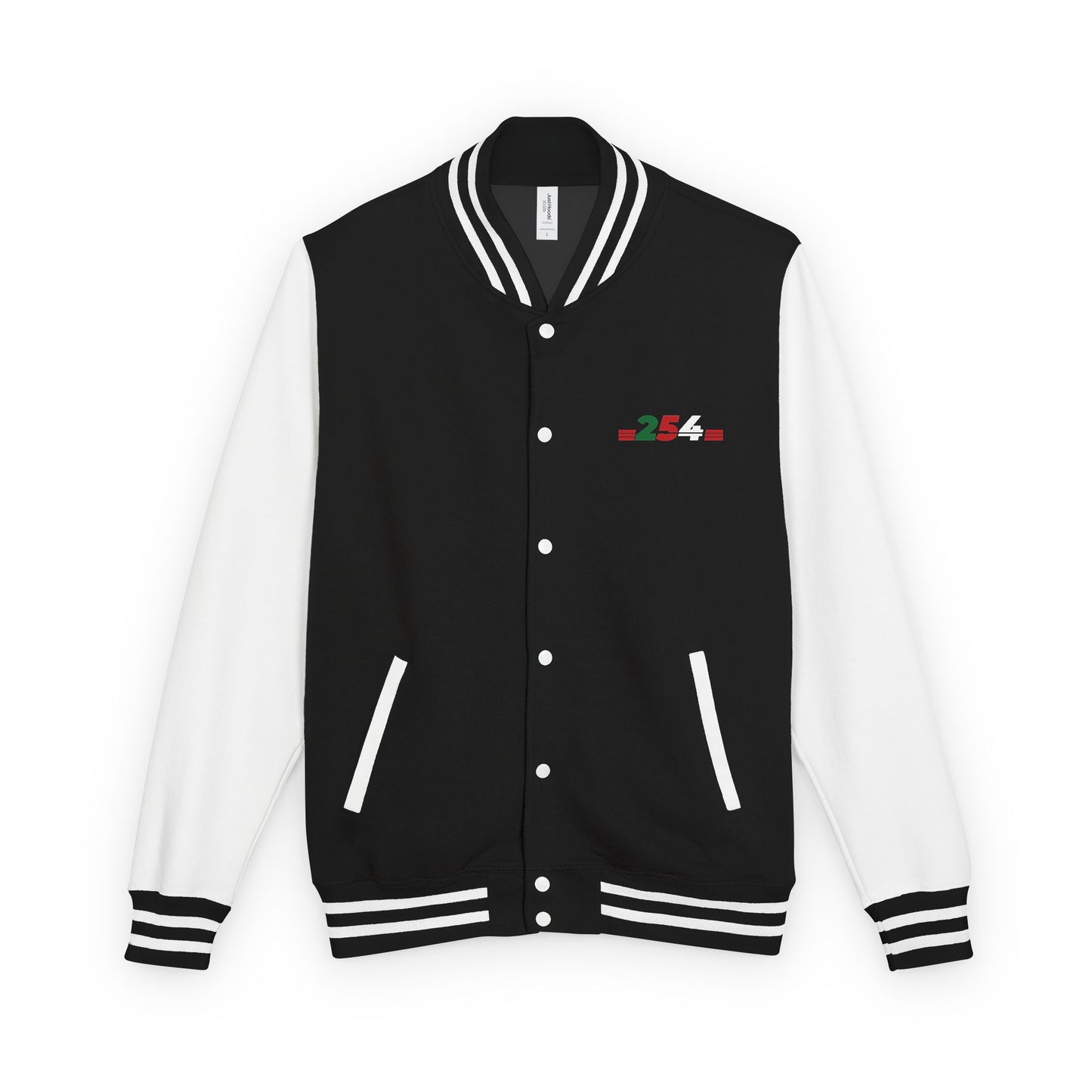 Letterman Jacket with Retro Red-Green Logo — Classic Varsity Style