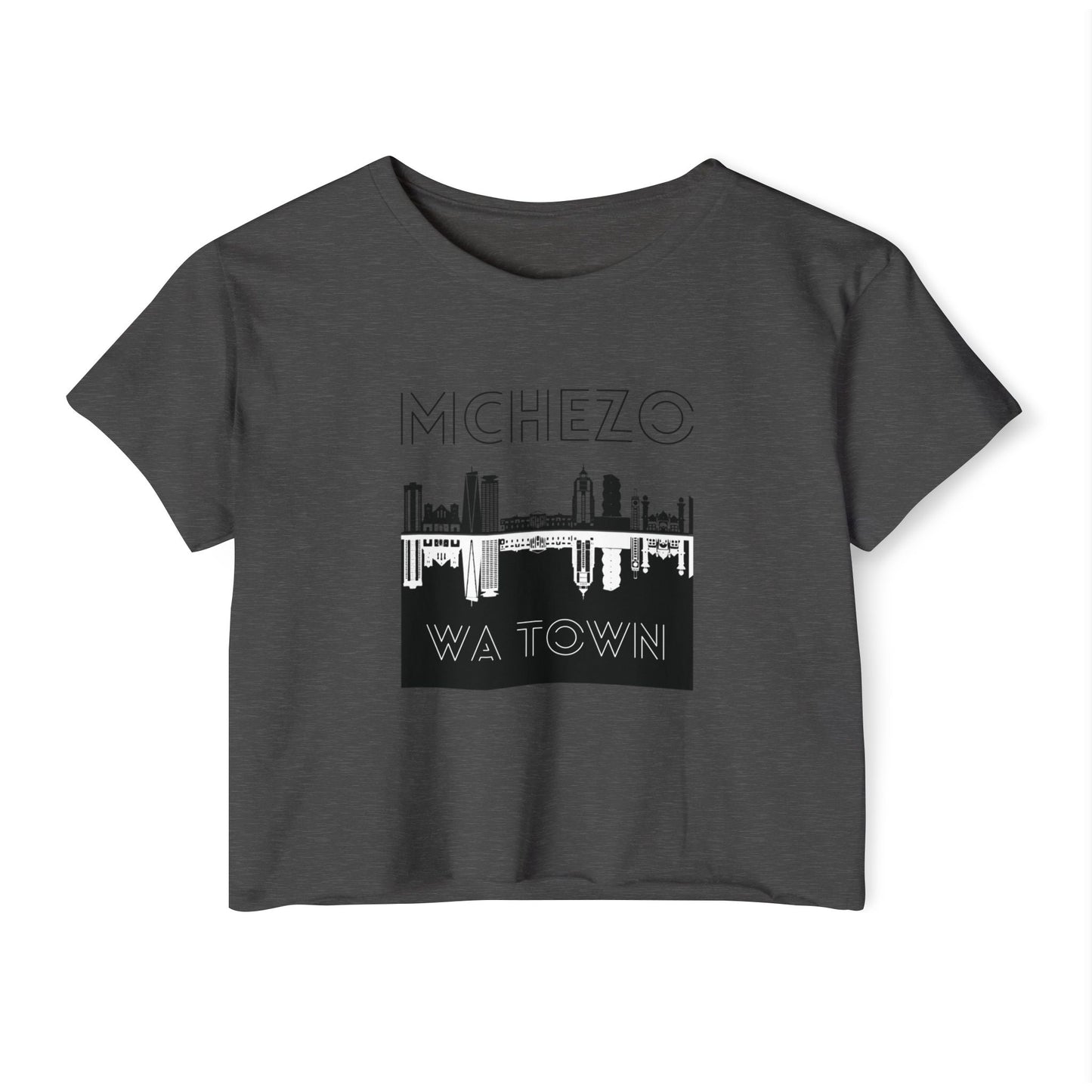 Mchezo Wa Town Crop Top — Black Skyline Festival Tee
