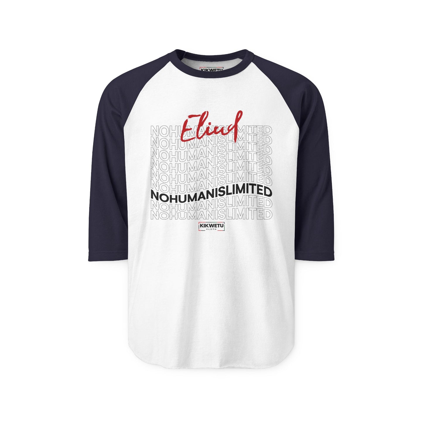 Raglan Shirt — Eliud 'No Human  is Limited ' Graphic Baseball Tee