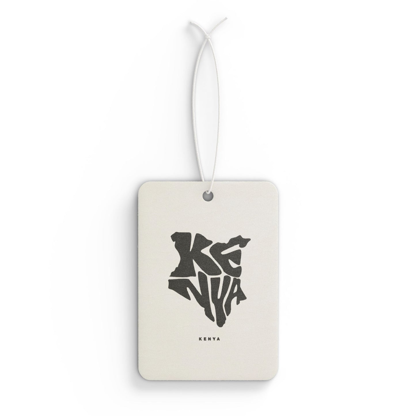 Kenya Map Car Air Freshener — Minimal Black Typography Scented Ornament