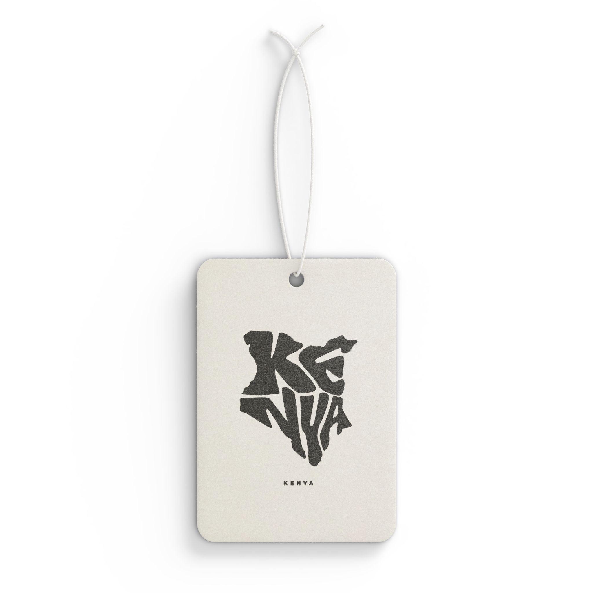 Kenya Map Car Air Freshener — Minimal Black Typography Scented Ornament