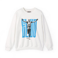 Crewneck Sweatshirt — Vintage Marathon Runner Graphic in Blue