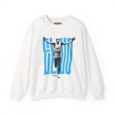 Crewneck Sweatshirt — Vintage Marathon Runner Graphic in Blue