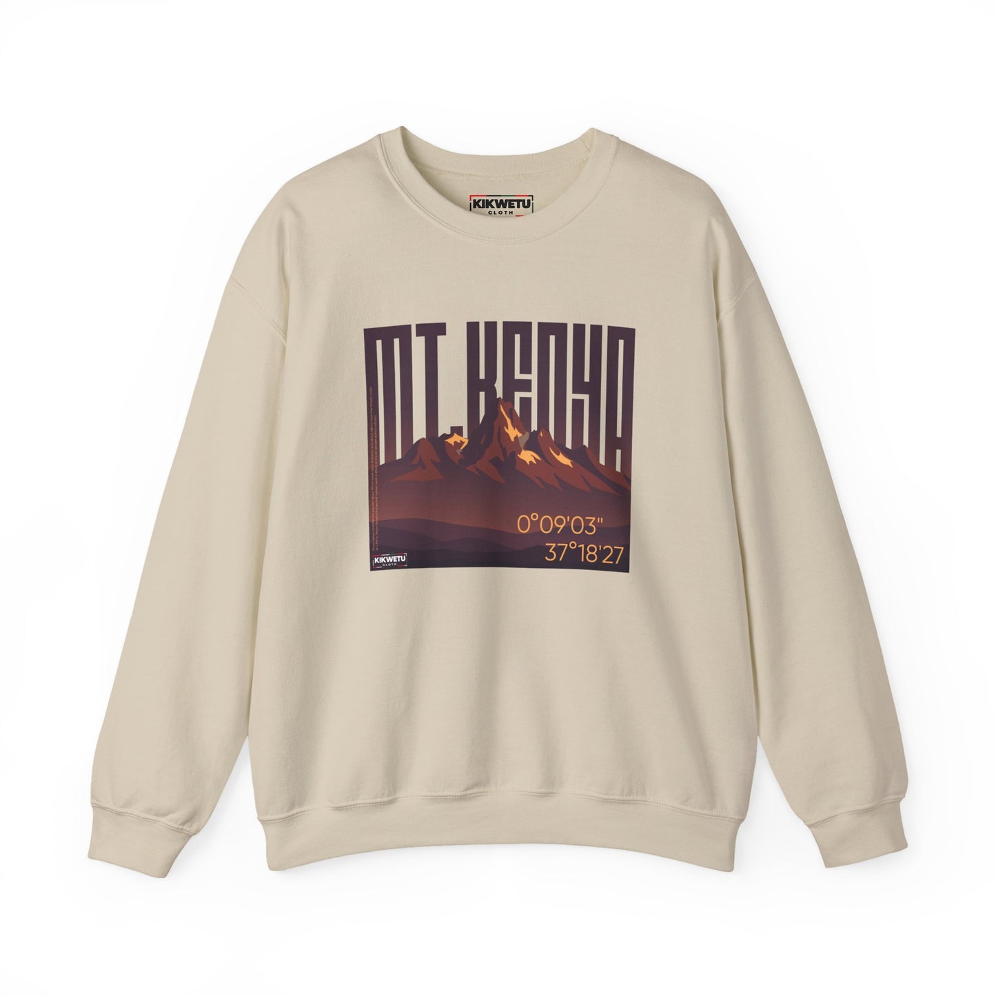 Mt. Kenya Crewneck Sweatshirt — Retro Mountain Graphic with Coordinates