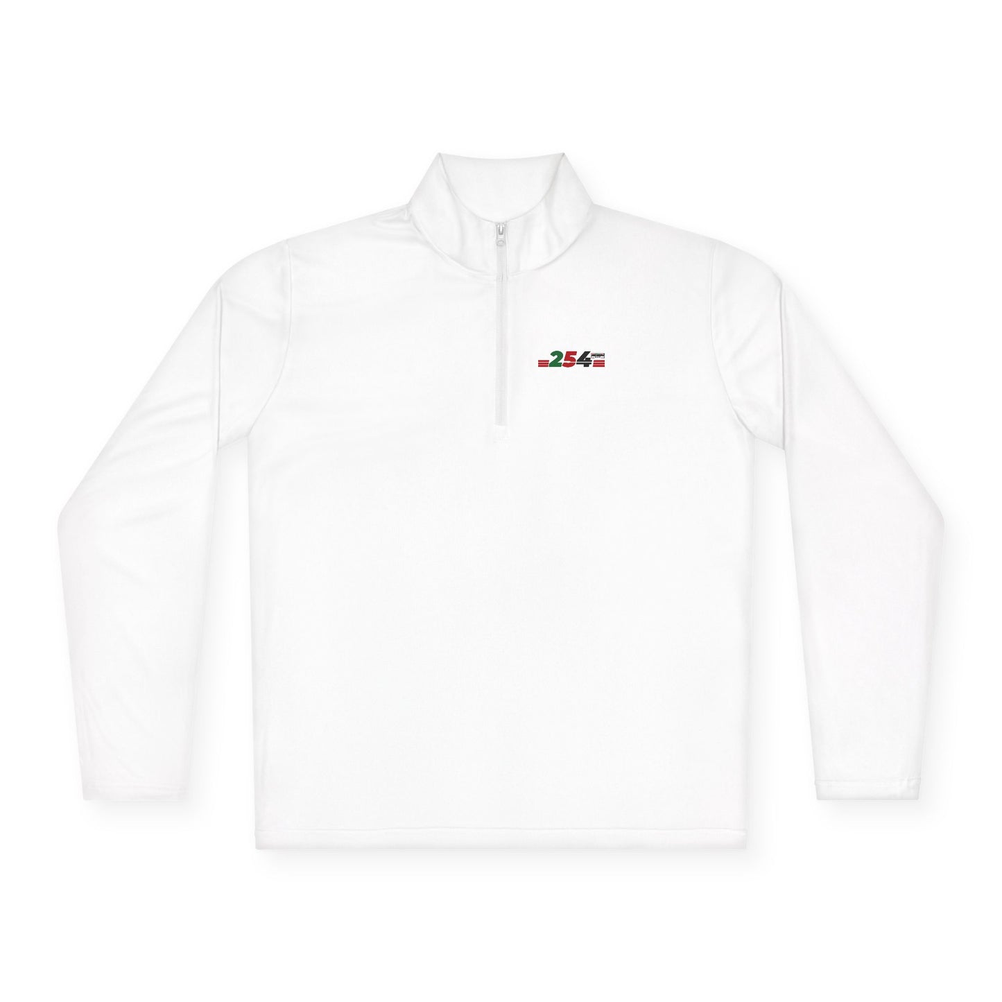 Quarter-Zip Pullover - Minimal '345' Embroidered Logo, White Casual Pullover