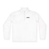 Quarter-Zip Pullover - Minimal '345' Embroidered Logo, White Casual Pullover