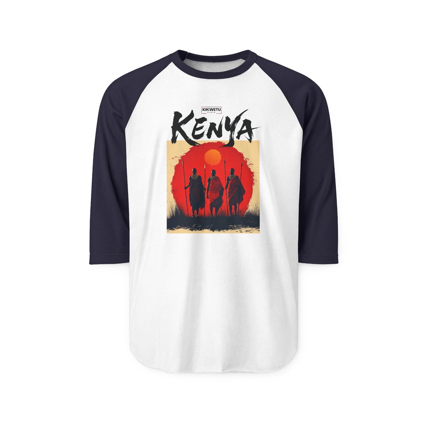 Kenya Sunset Silhouette Raglan Shirt — Maasai Warriors Travel Tee