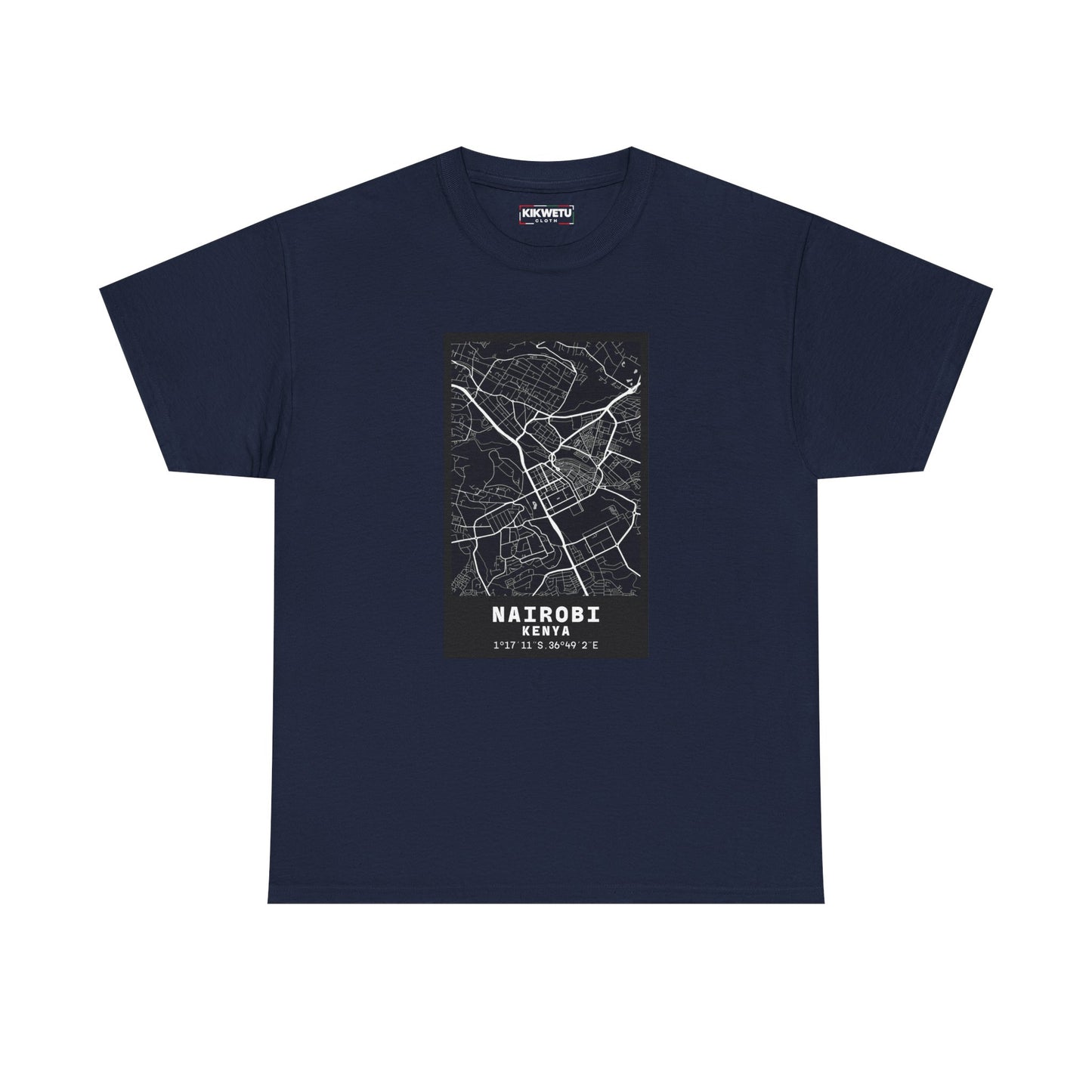 Nairobi City Map Tee — Minimalist Black & White Urban Map T-Shirt
