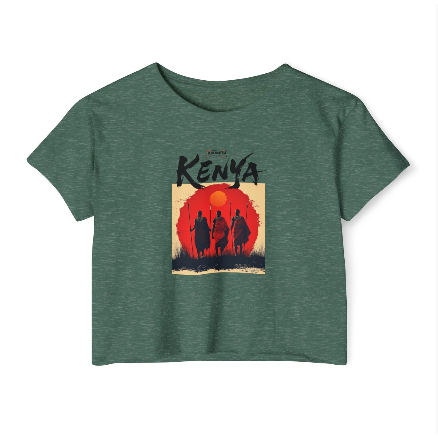 Kenya Sunset Crop Top — Tribal Silhouette Festival Tee